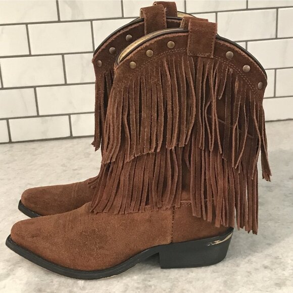 Smoky Mountain Boots Western Boots Youth Size 2 Brown Suede Fringe Cowgirl - Picture 2 of 7